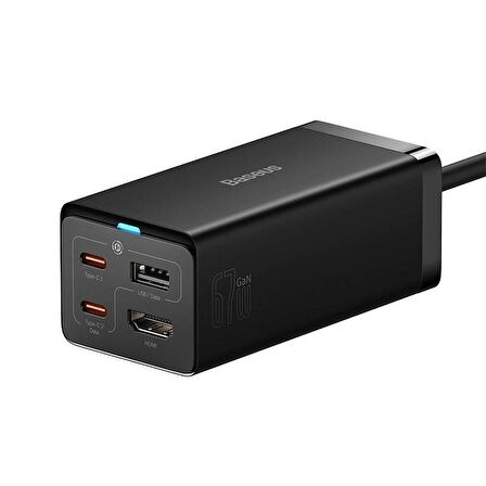Baseus GaN5 Pro 67W Masaüstü Hızlı Şarj Cihazı + HUB ( HDMI + Type-C + Usb-A Data )